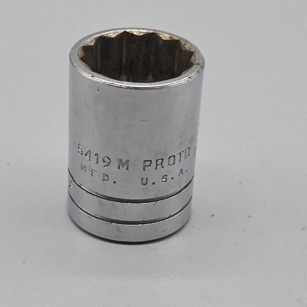 Proto 5419M , 19mm Standard Socket, 1/2″ Drive, 12 Pt Chrome