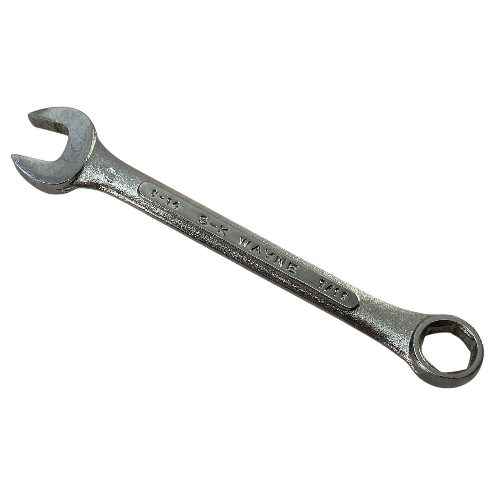 S-K Wayne C-14 Combination Wrench 7/16 Inch 6 Point Open Box End Vintage USA