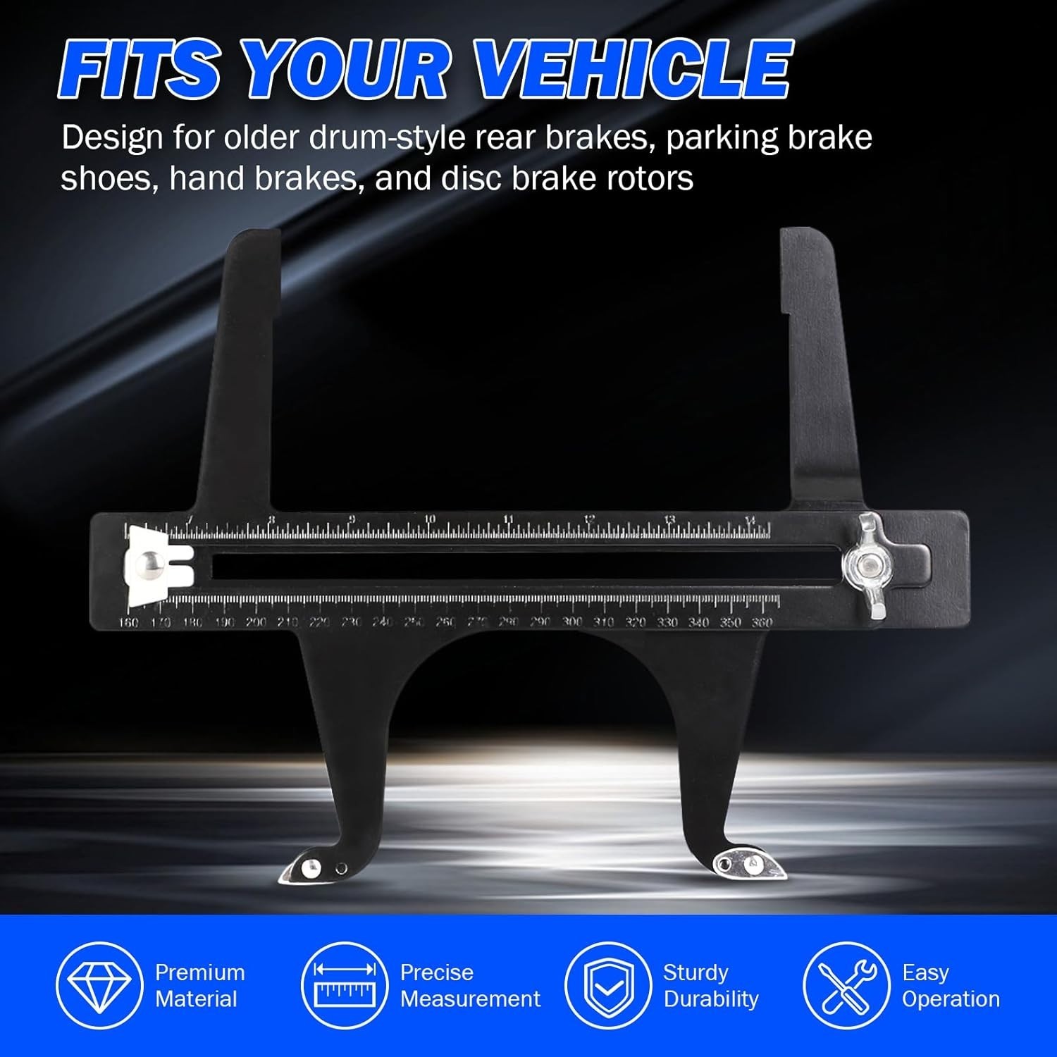 Brake Measuring Tool Brake Resetting Gauge 6-1/2 to 14-1/4 Inches