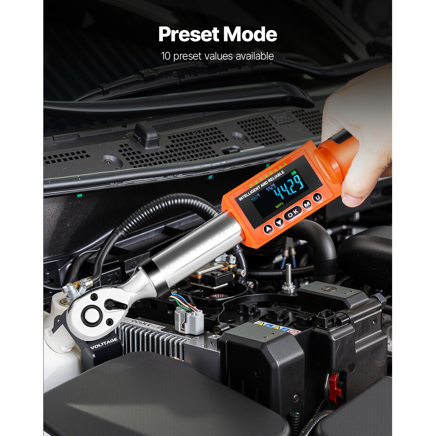 Digital Torque Wrench 3/8 Inch Drive 0-99.57 lbf-ft / 0-135 N.m 72-Tooth LED