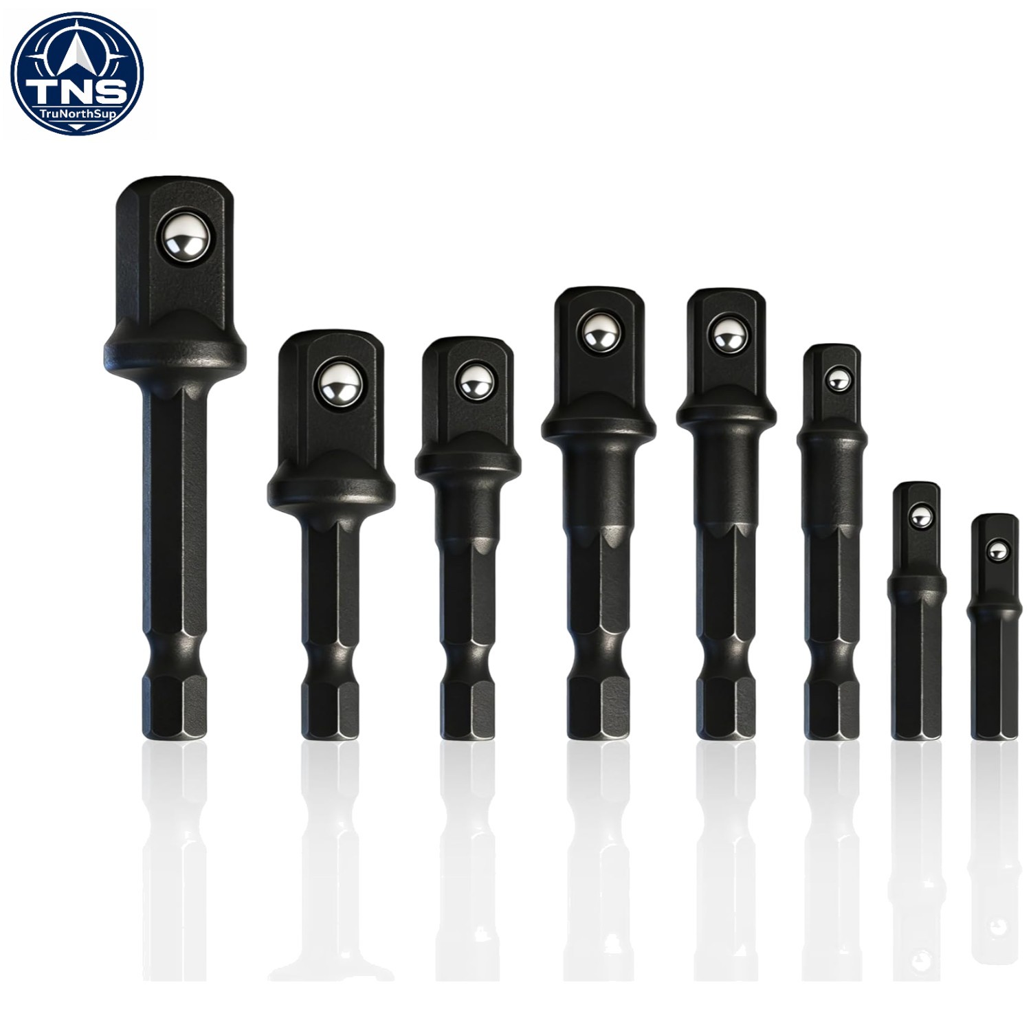 8-Piece Impact Socket Adapter Set Hex Shank 1/4 3/8 1/2 inch Chrome Vanadium