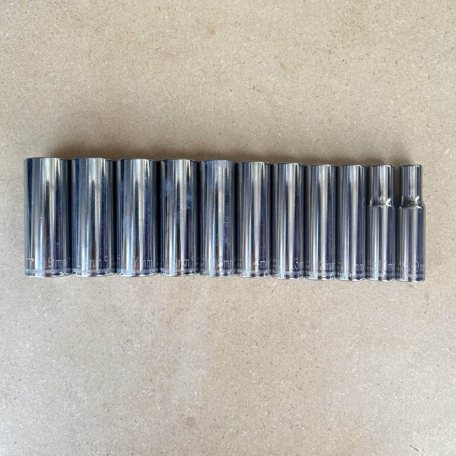 Craftsman 3/8″ Drive 11 Pc Metric Deep Socket Set 9mm-19mm 6 Pt -G2- USA NOS