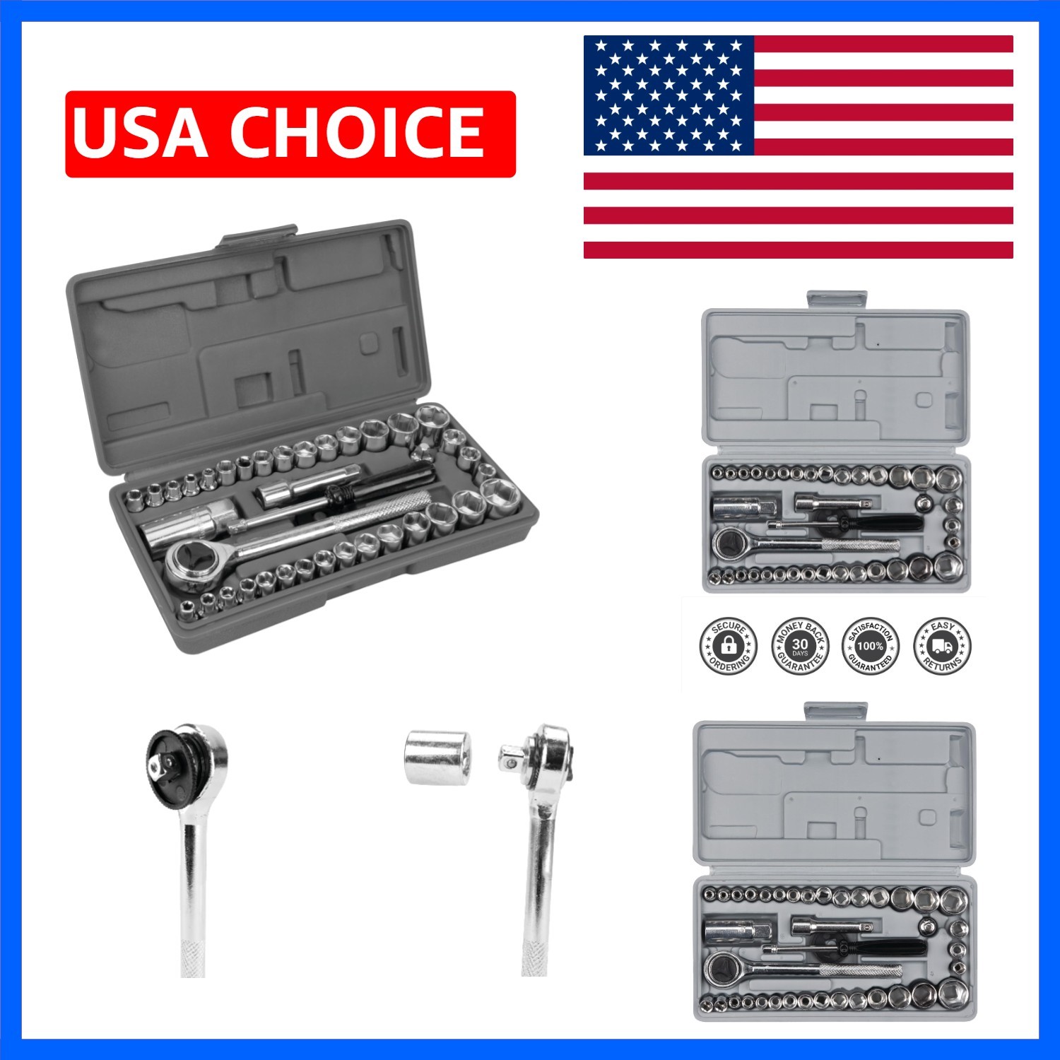 W1173 SAE/Metric 40-Piece SAE and Metric Socket Set, 1/4-Inch & 3/8-Inch Drive