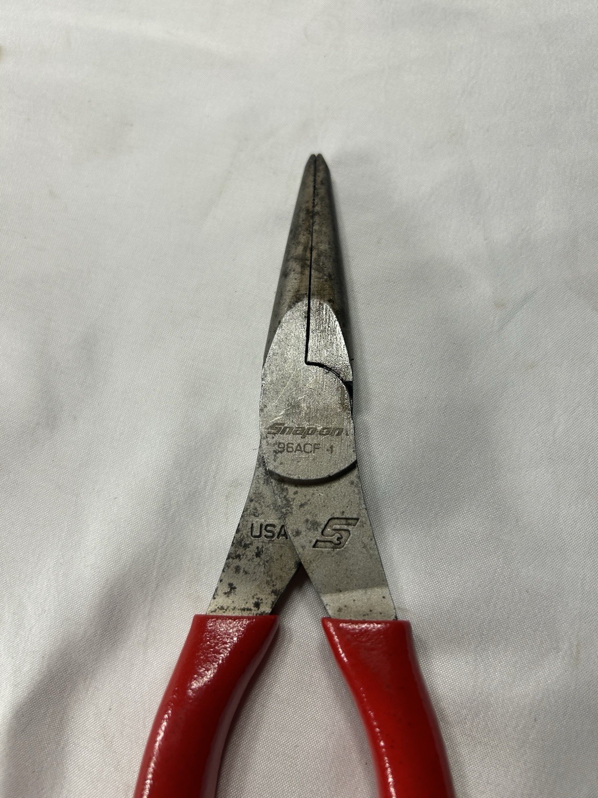Snap-On 96ACF 8″ Long Needle Nose Pliers Red Grip USA
