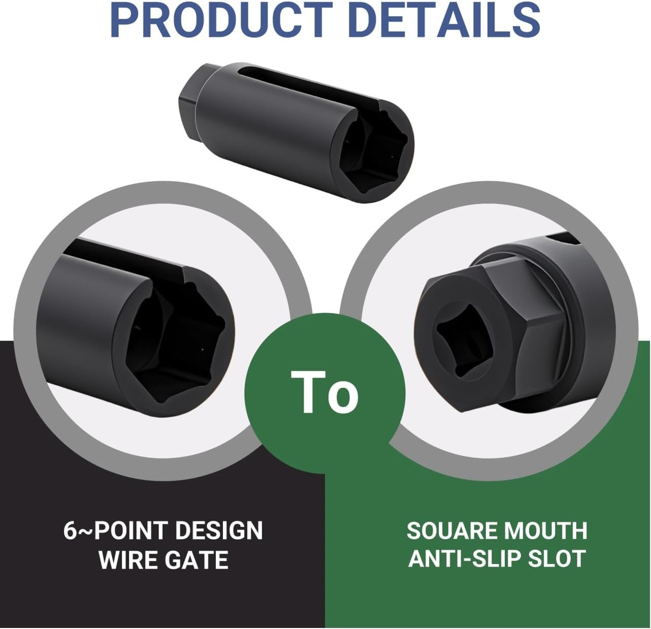 Universal Oxygen Sensor Socket with Side Cutout – 3/8” Drive, 22mm, Oil Rubbed