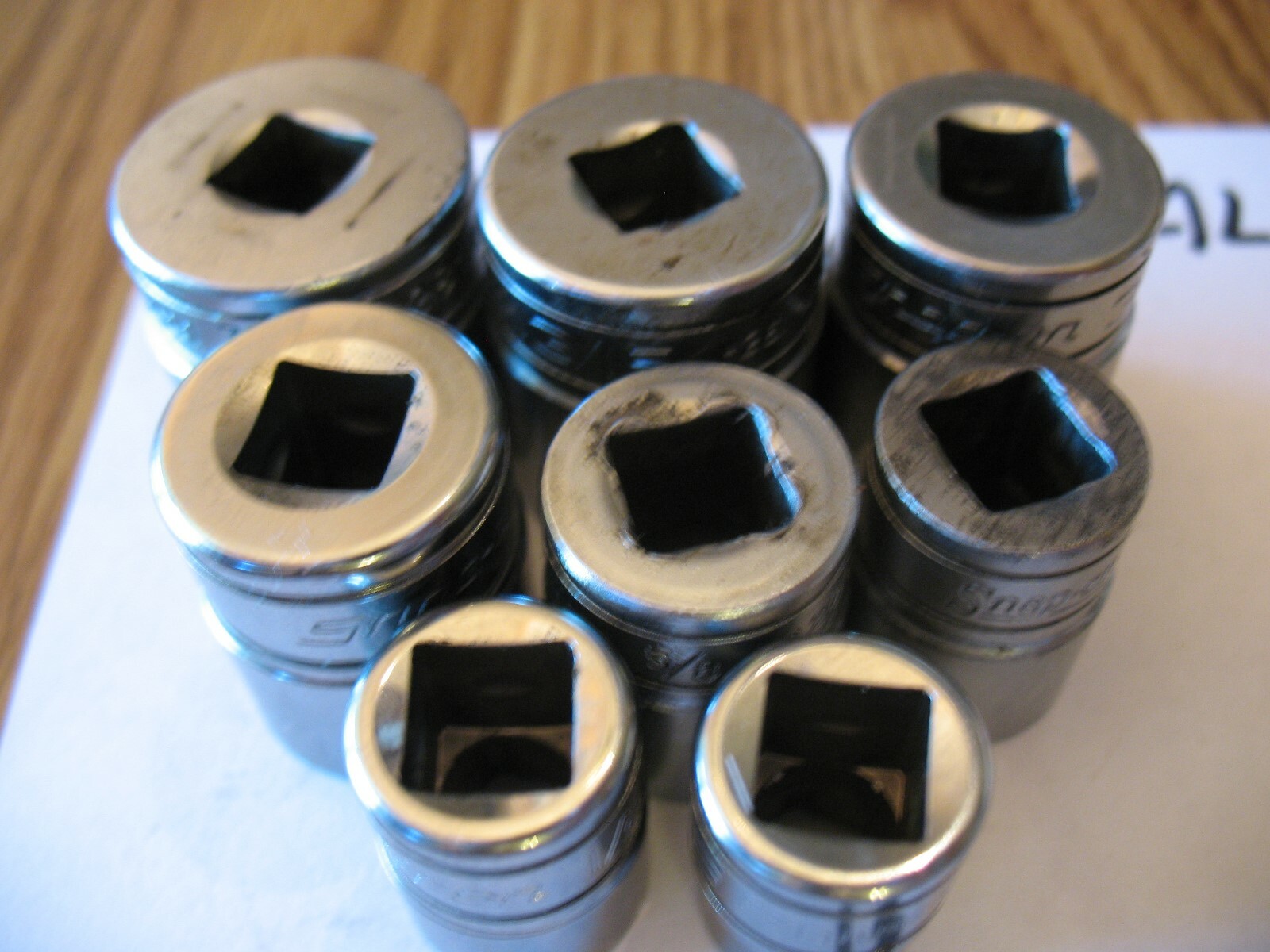 Snap On 3/8″ Dr. 7/16 -7/8 Shallow Sockets See Pictures For More Inf.
