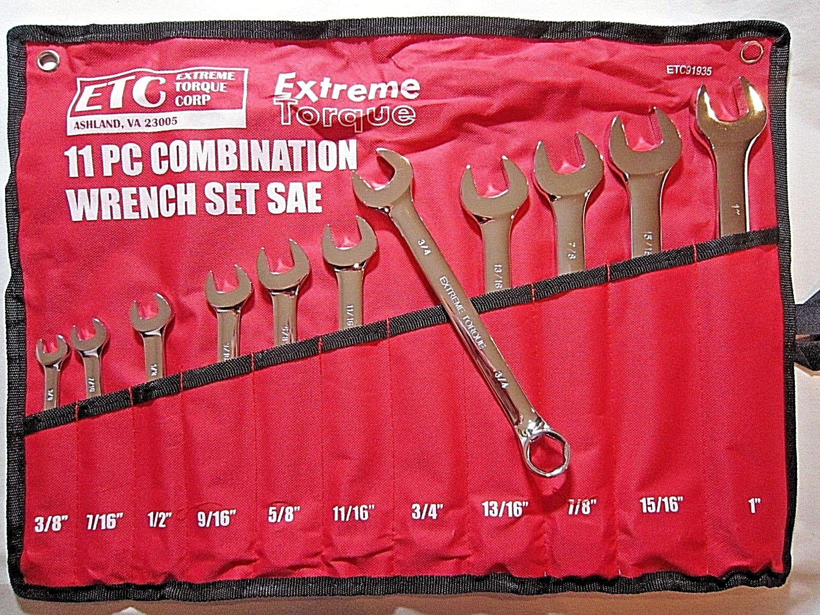 Six Point SAE Combination Extreme Torque Wrench Set 3/8″ to 1″ Canvas Pouch 6pt