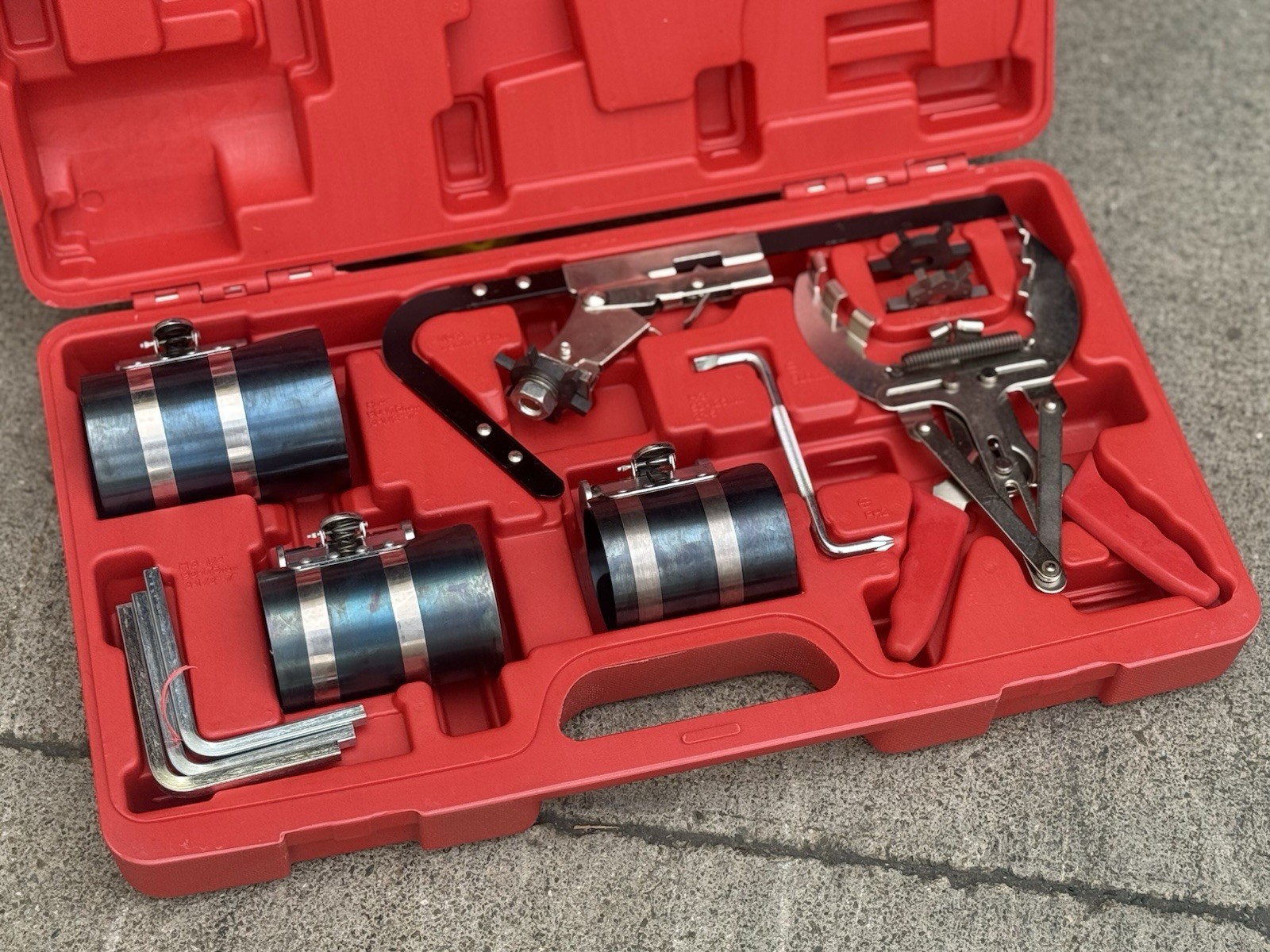 Piston Ring Service Tool Set Piston Ring Compressor With Ratchet Key 3″ 3.5″ 4″