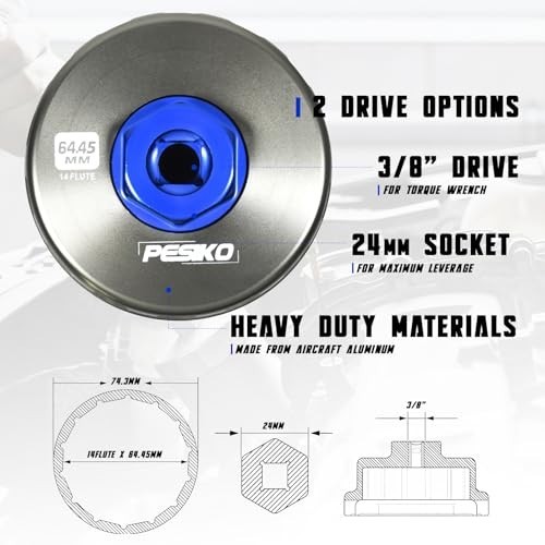64mm Oil Filter Wrench, Drain Hose & Funnel for Toyota Lexus Scion 2.0-5.7L Engi