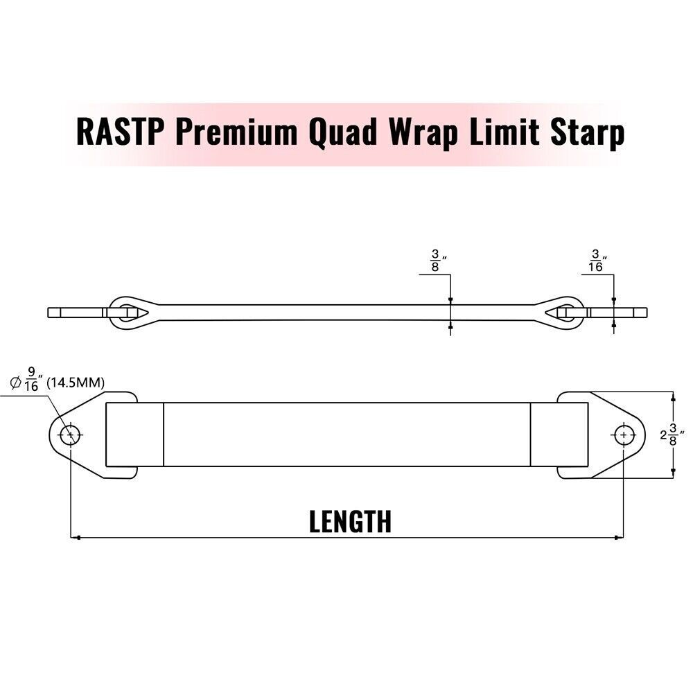 16″ Black Hot Racing Limit Straps Shock Suspension Travel 4 Layers Webbing