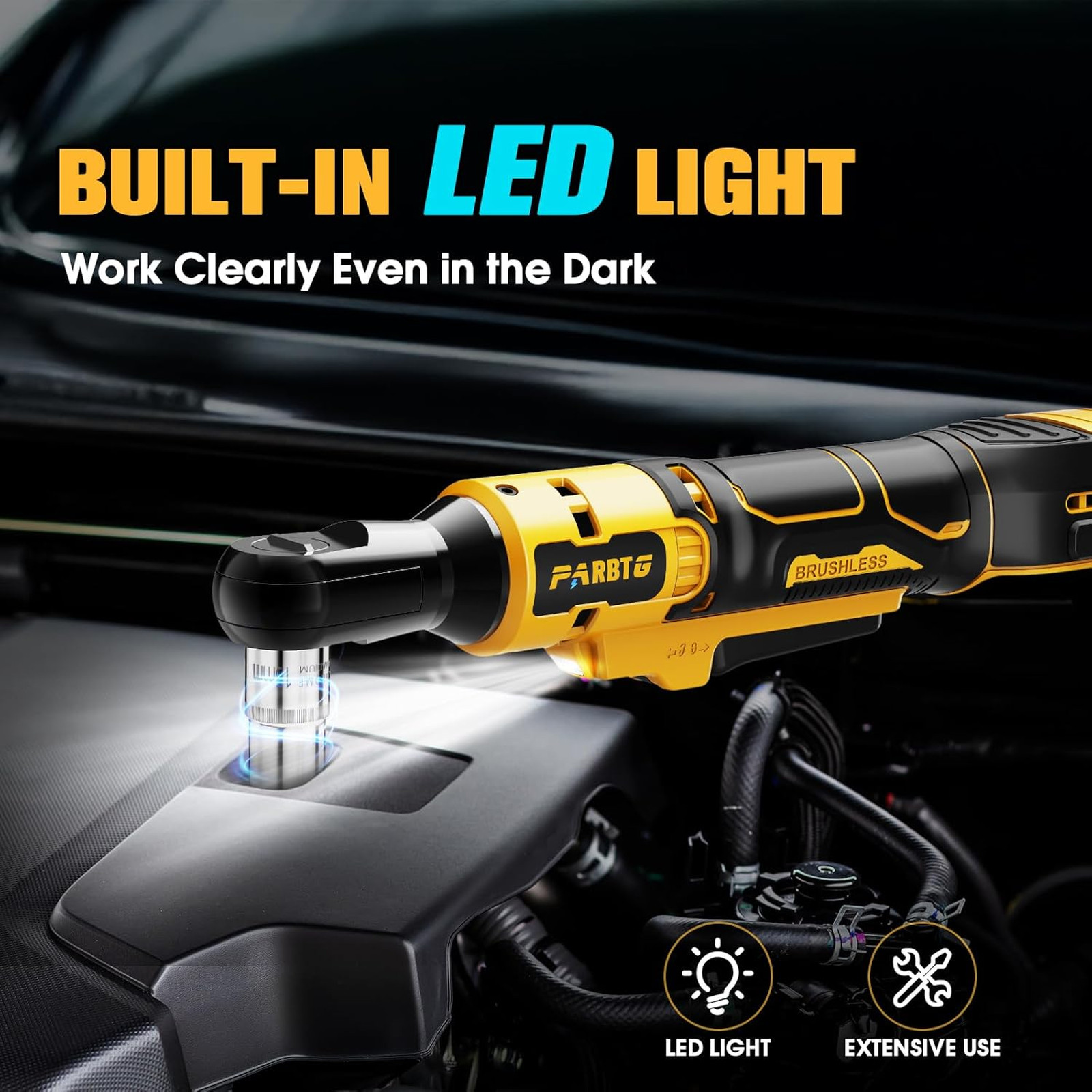 3/8 Inch Cordless Ratchet Wrench Compatible with DeWalt 20V Max Battery
