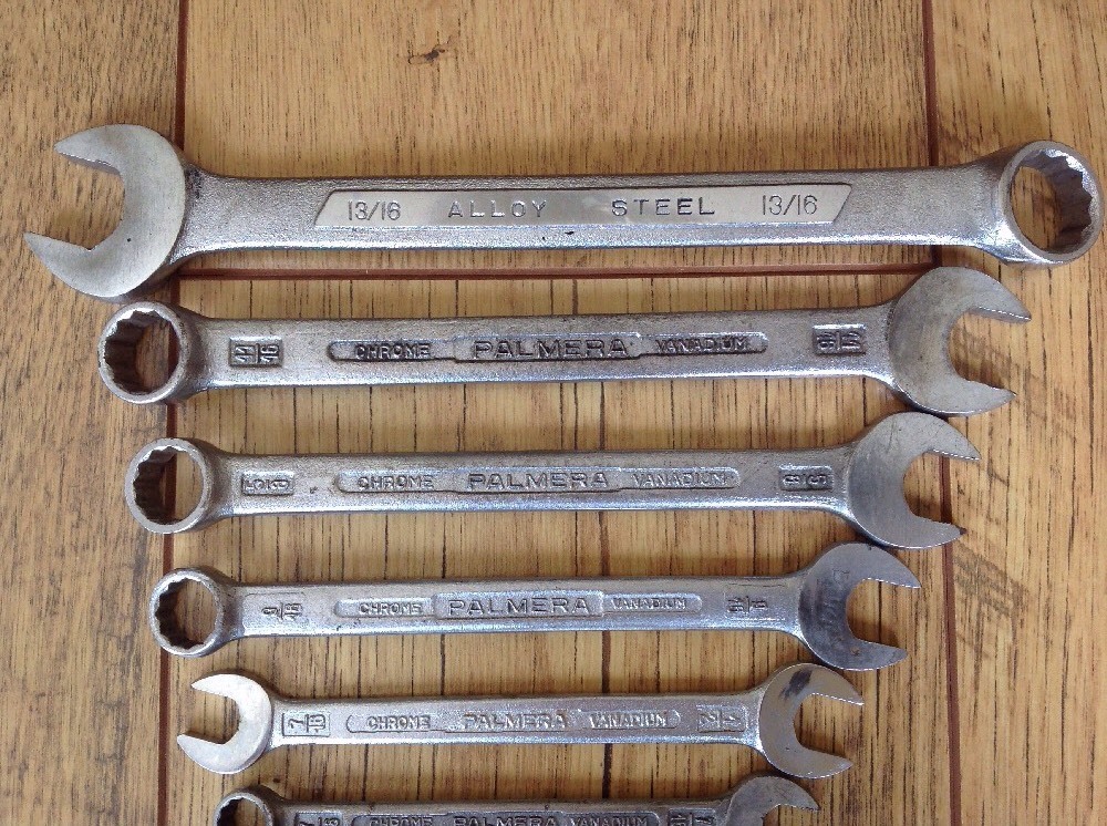 7 Palmera Combination Spanners 13/16″ to 7/16″AF 1 Metric 7mm.
