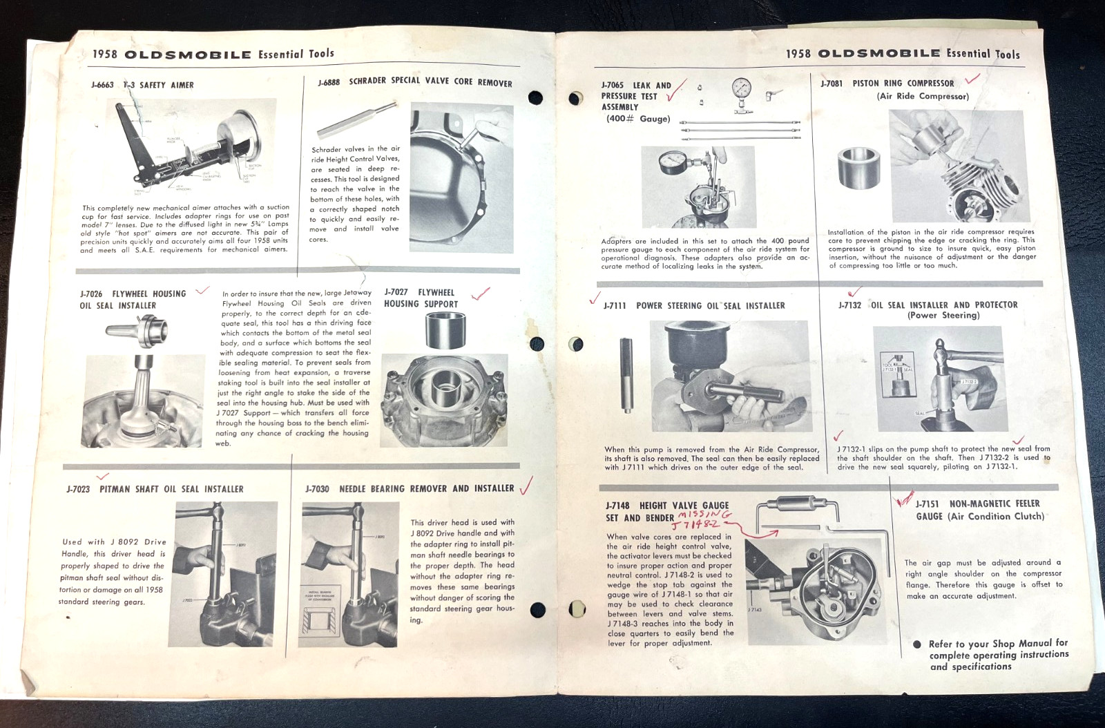 1958 Oldsmobile Kent-Moore Specialty Automotive Tool Kit