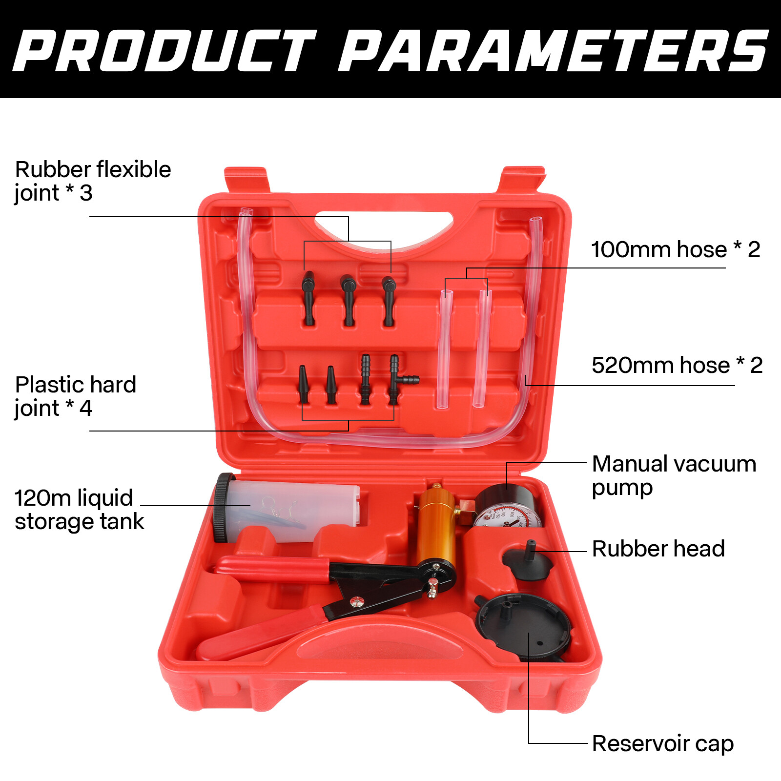 Car Brake Fluid Bleeder Kit Hand held Vacuum Pressure Pump Tester Tool Set US