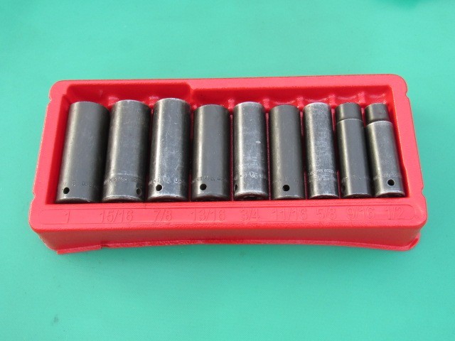 SNAP ON 309SIMY 1/2″ TO 1″ 1/2″ DRIVE SAE 6 PT DEEP IMPACT 9 PC SOCKET SET SIM