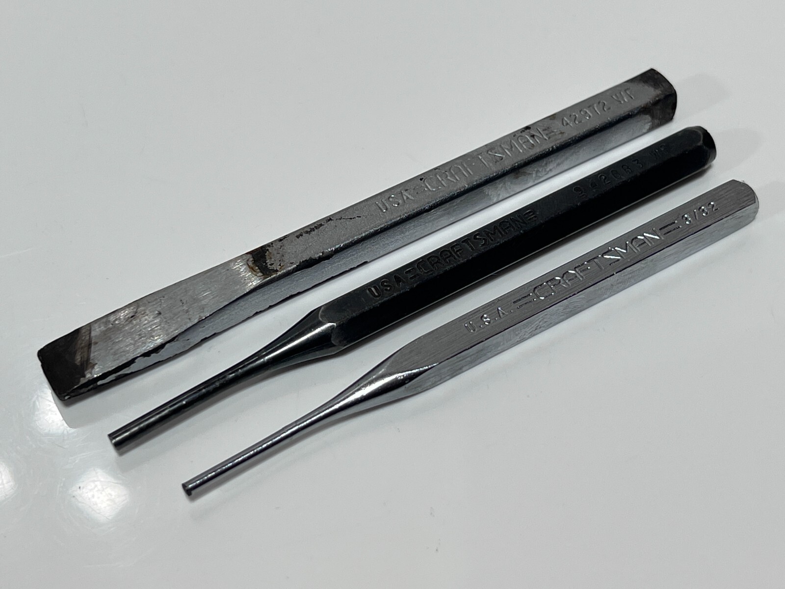 Craftsman Tools USA 3pc Punch Chisel Lot – 42882 Pin, 42972 Chisel, 42883 Punch