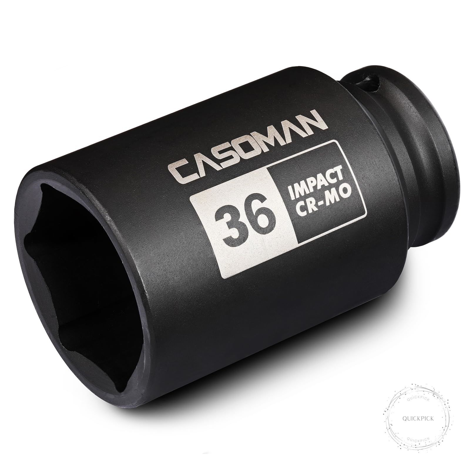 1/2″ Drive x 36 mm Deep 6 PT Impact Socket, CR-MO, 1/2-inch Drive 6 Point Axle