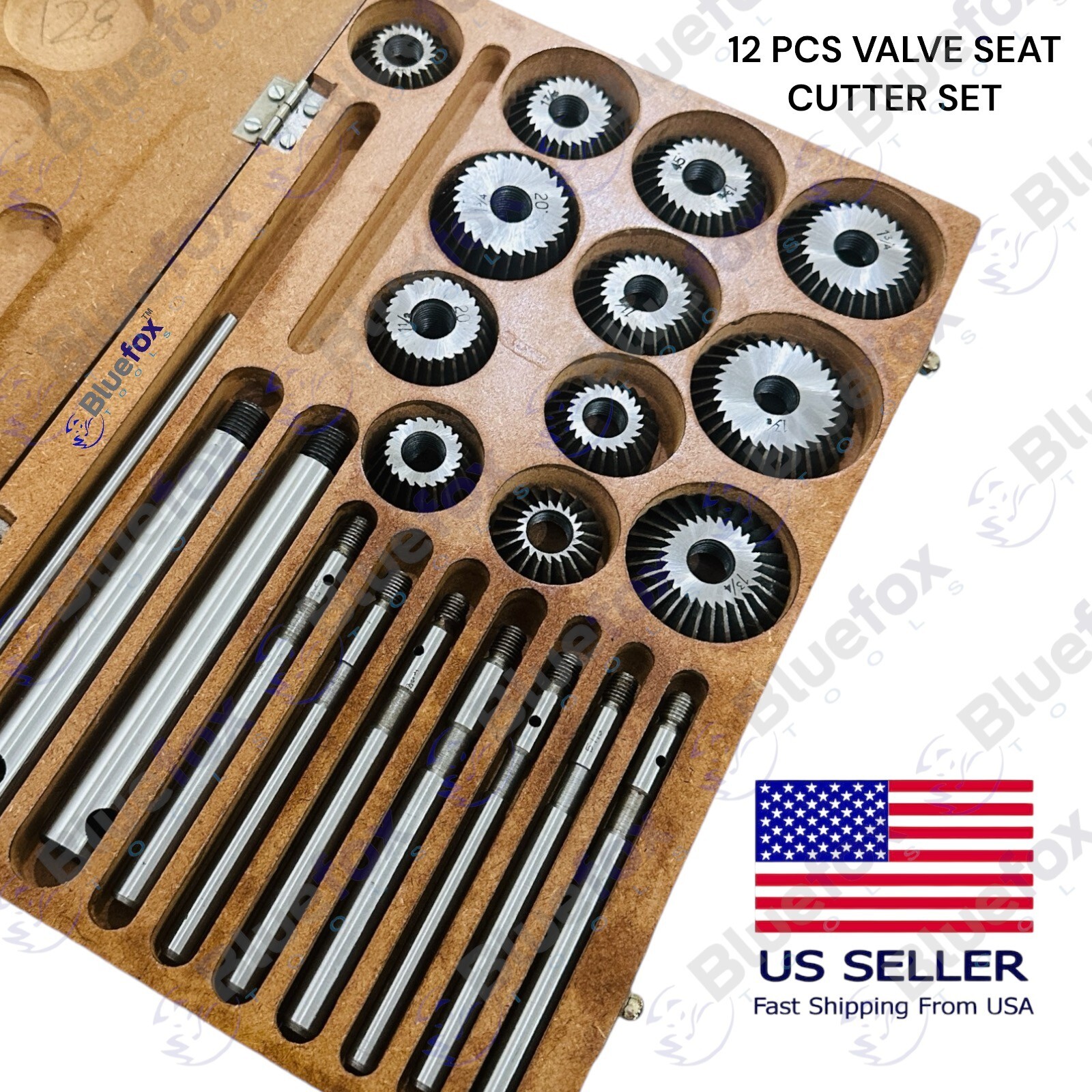 New Valve Seat & Face Cutter Set 12 Pcs Set For Vintage Cars & Bikes USA