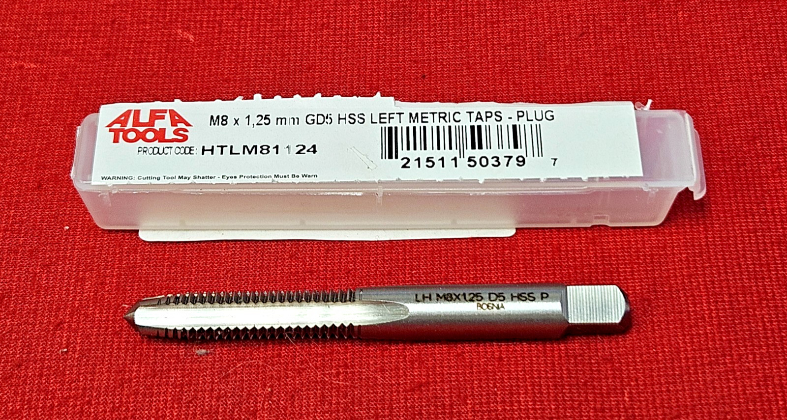 M8 x 1.25 LEFT HAND Plug Hand Tap Alfa HTLM81124 HS 4Flute LH Metric 8MM X 1.25