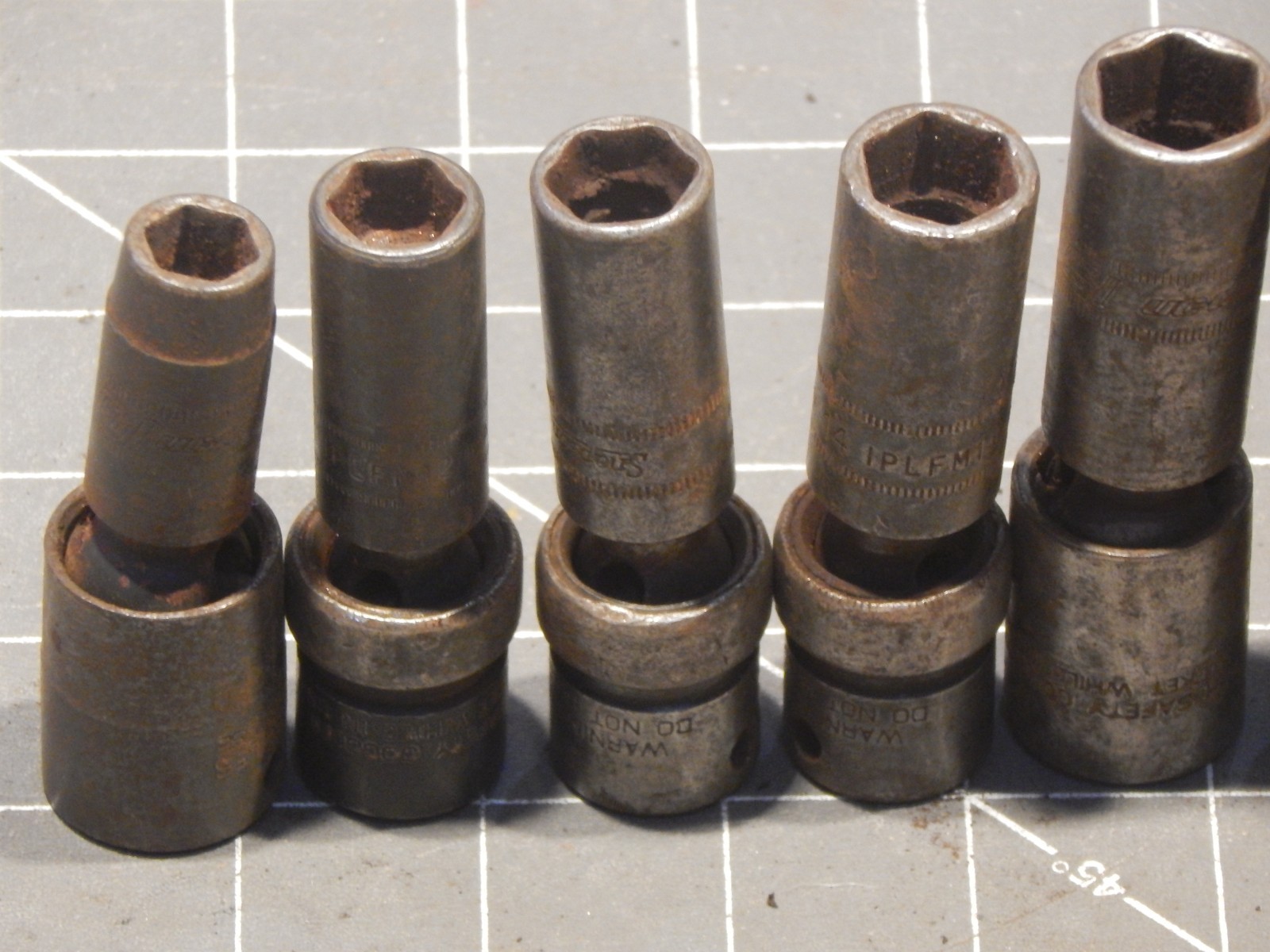 Snap On 7Pc Metric 3/8 Drive Deep Impact Swivel Universal Socket Set 10MM 19MM