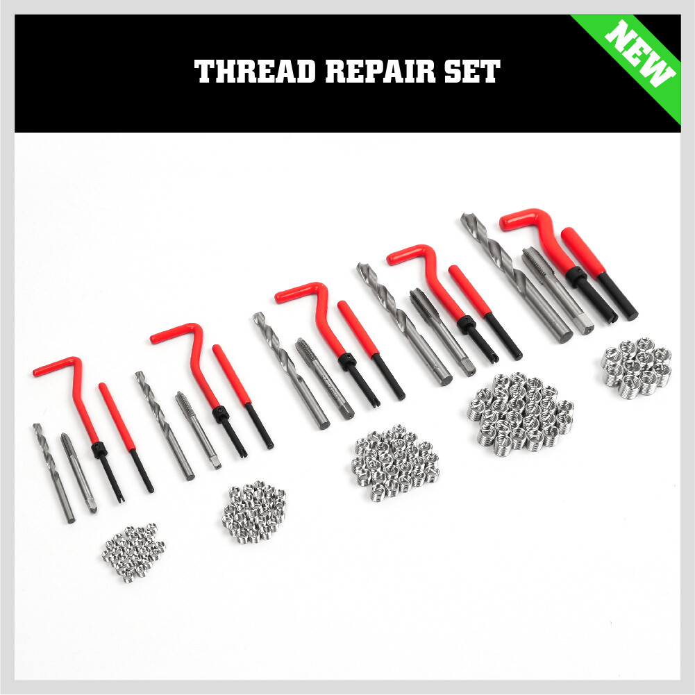131Pc Thread Repair Kit HSS Drill Helicoil Repair Kit SAE Metric Inch&MM W/Case