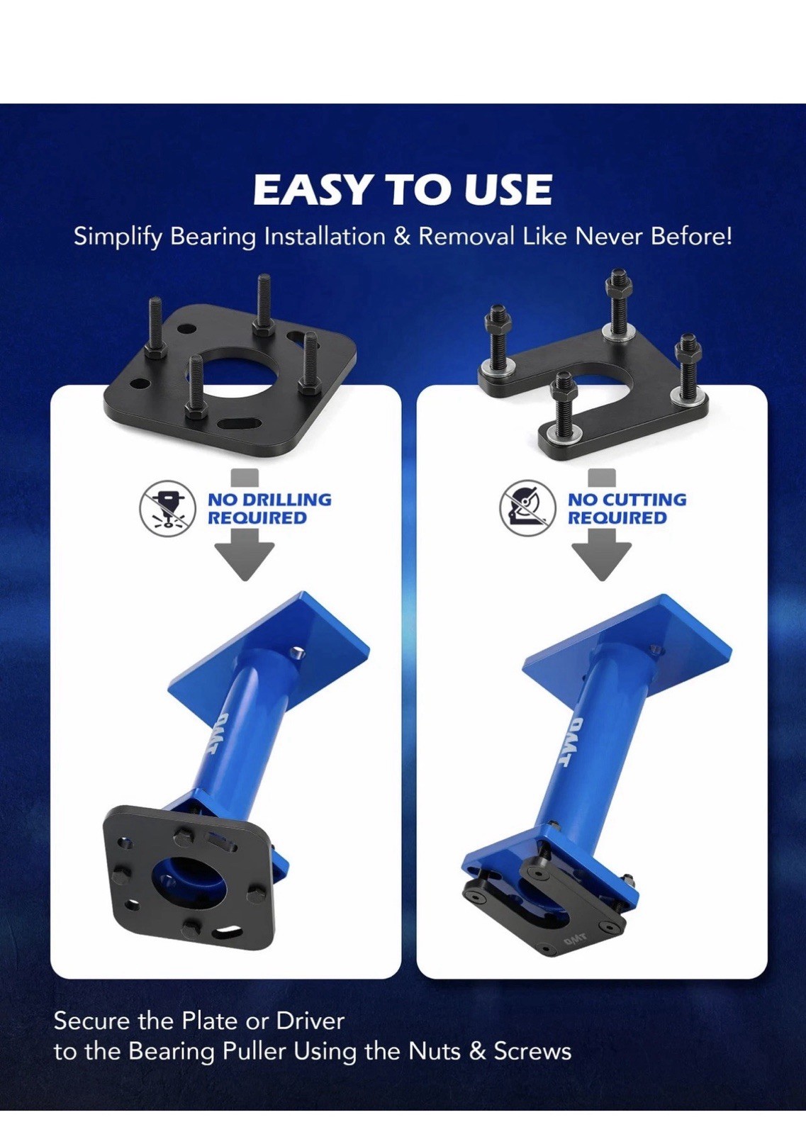 OMT Fit 1995-2012 Toyota w Tone Ring Tool Installer Rear Axle Bearing Puller Set