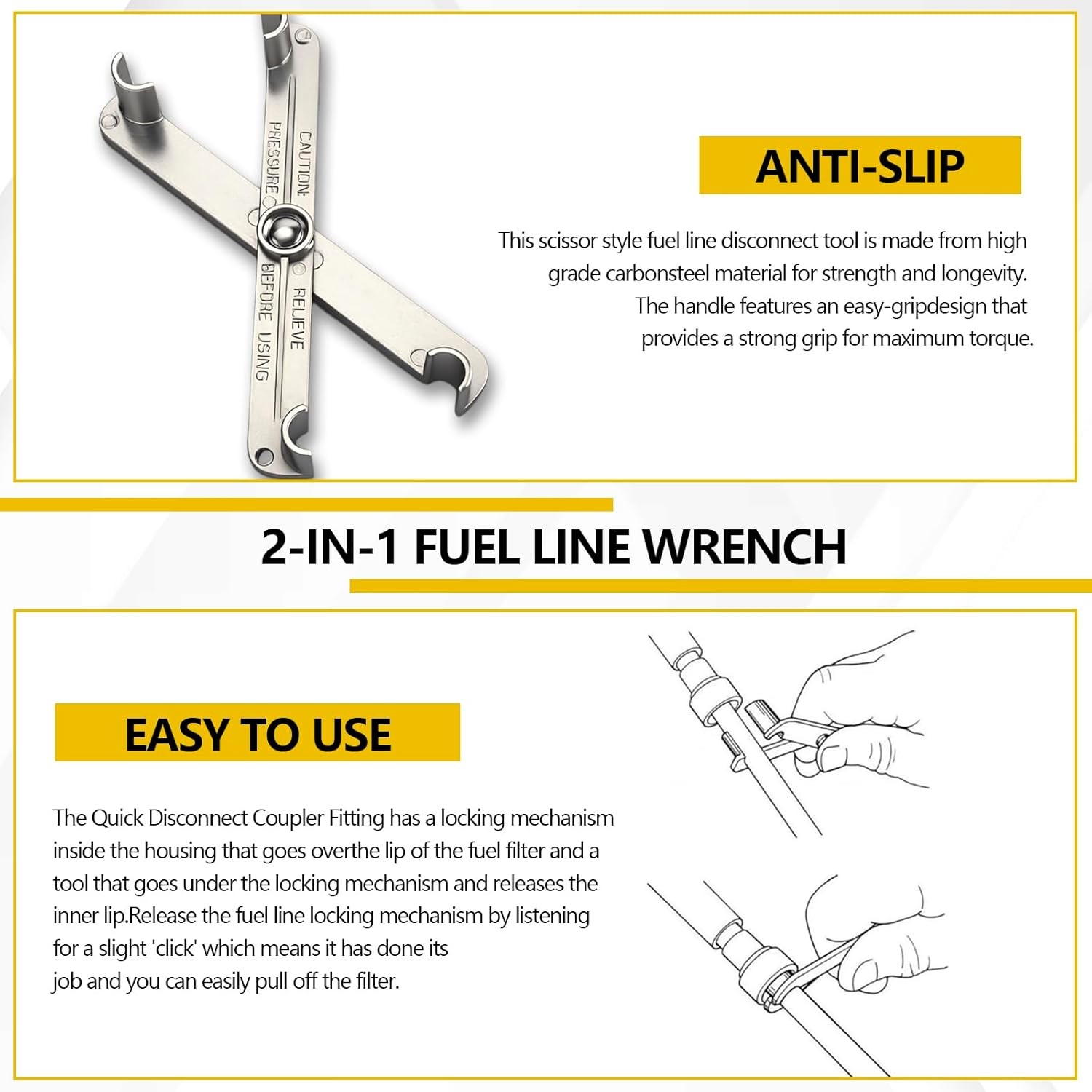 2 in 1 Fuel Line Disconnect Tool Set 3/8 and 5/16 Quick Release Wrench