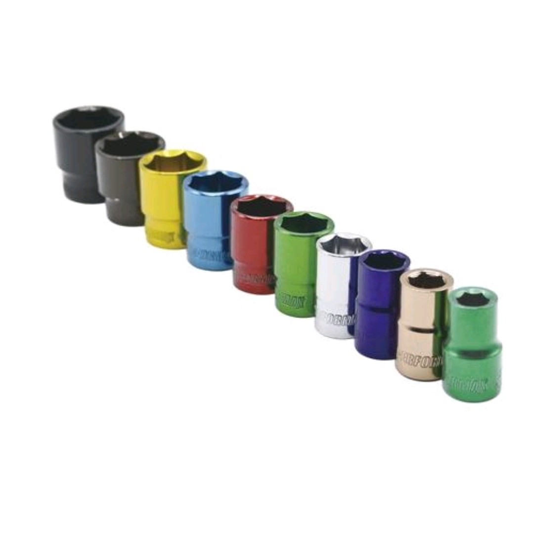Performax 3/8″ Drive Metric Socket Set 10 Piece Color Coded