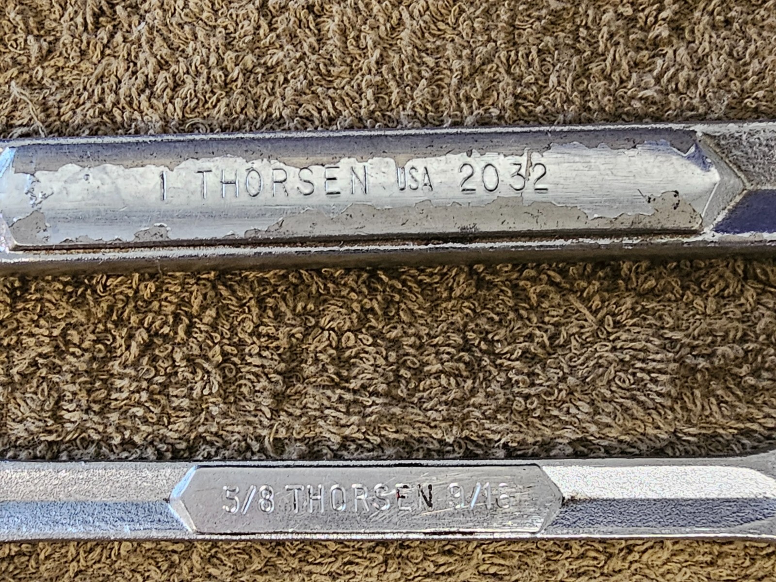 2 Thorsen Combination Open End Wrench Set 2032 1″ 3018 5/8″ 9/16″ SAE USA 12 PT
