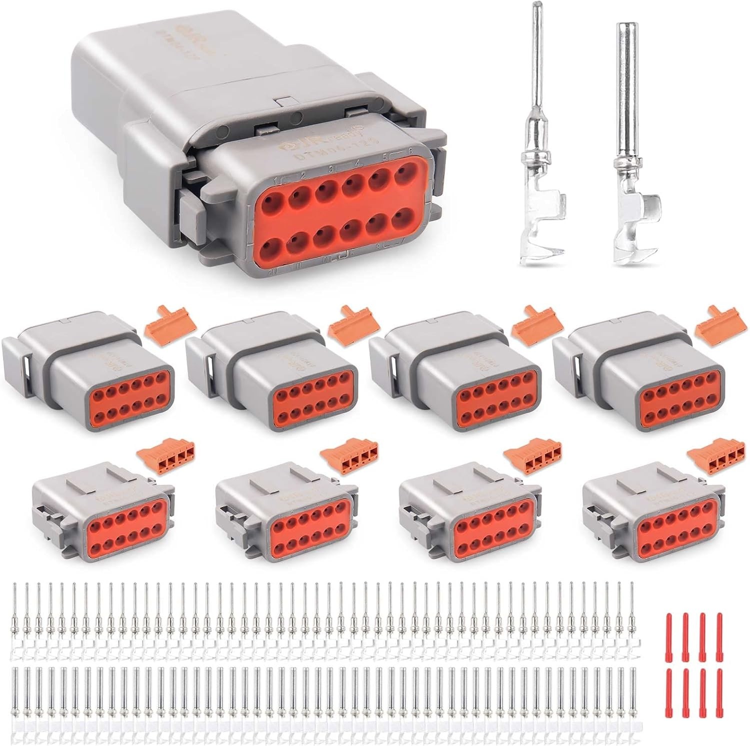 JRready ST6329-12 Deutsch DTM Gray 12 Pin Connector(4 12 PIN (4 Sets), Grey