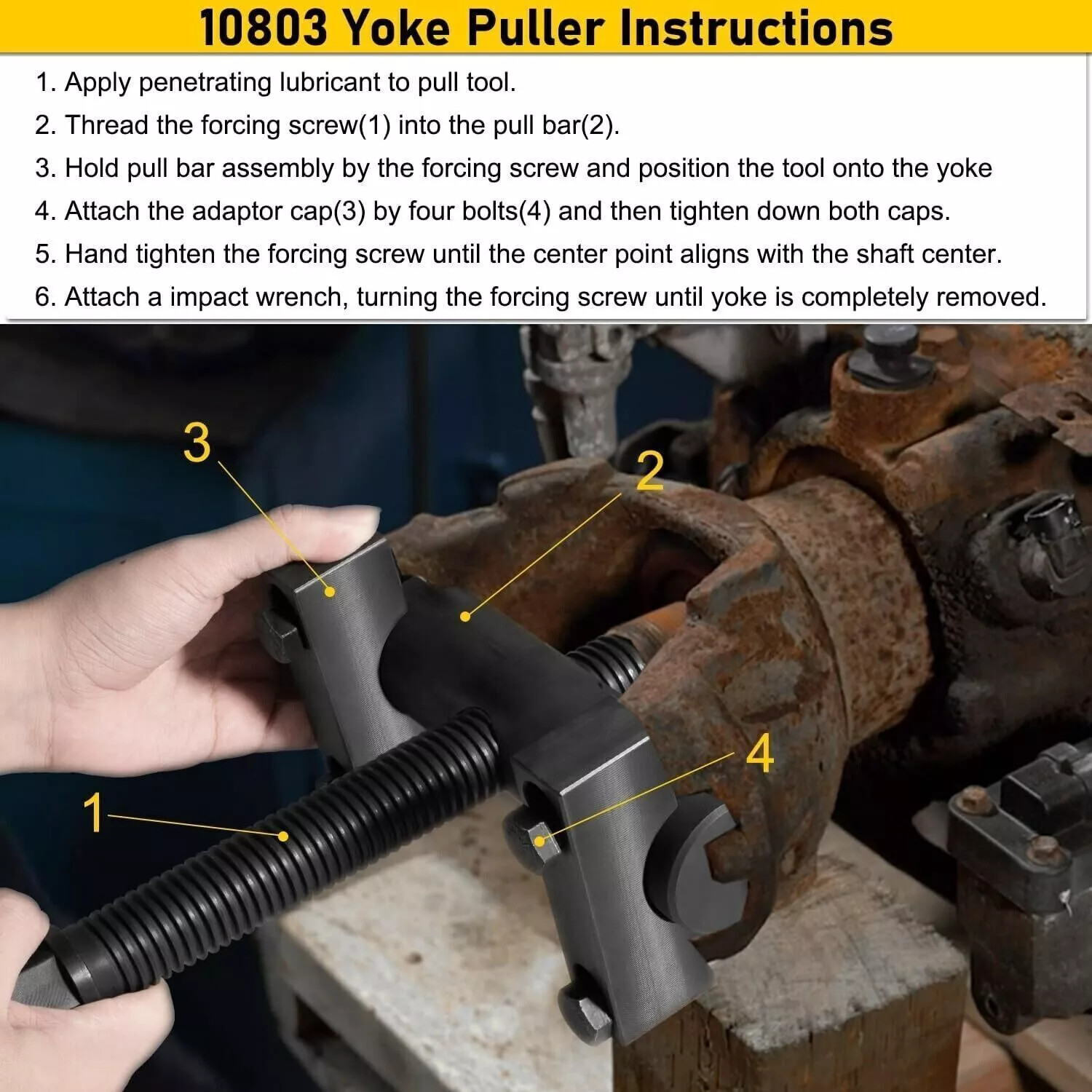 Heavy Duty Yoke Puller Tool 10803 For Semi Trucks, Class 6-8 Trucks & Equipment