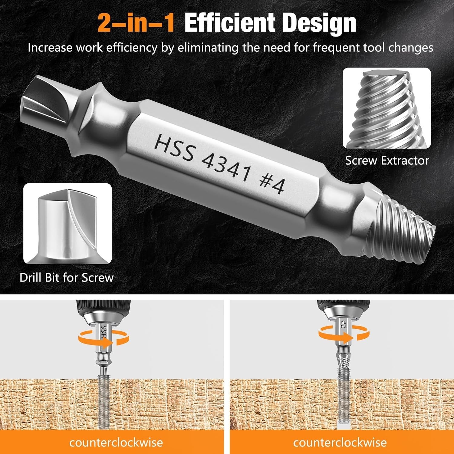 Compact 6 PCS Extractor Tool Set – High-Speed Steel Remover for Damaged Screws