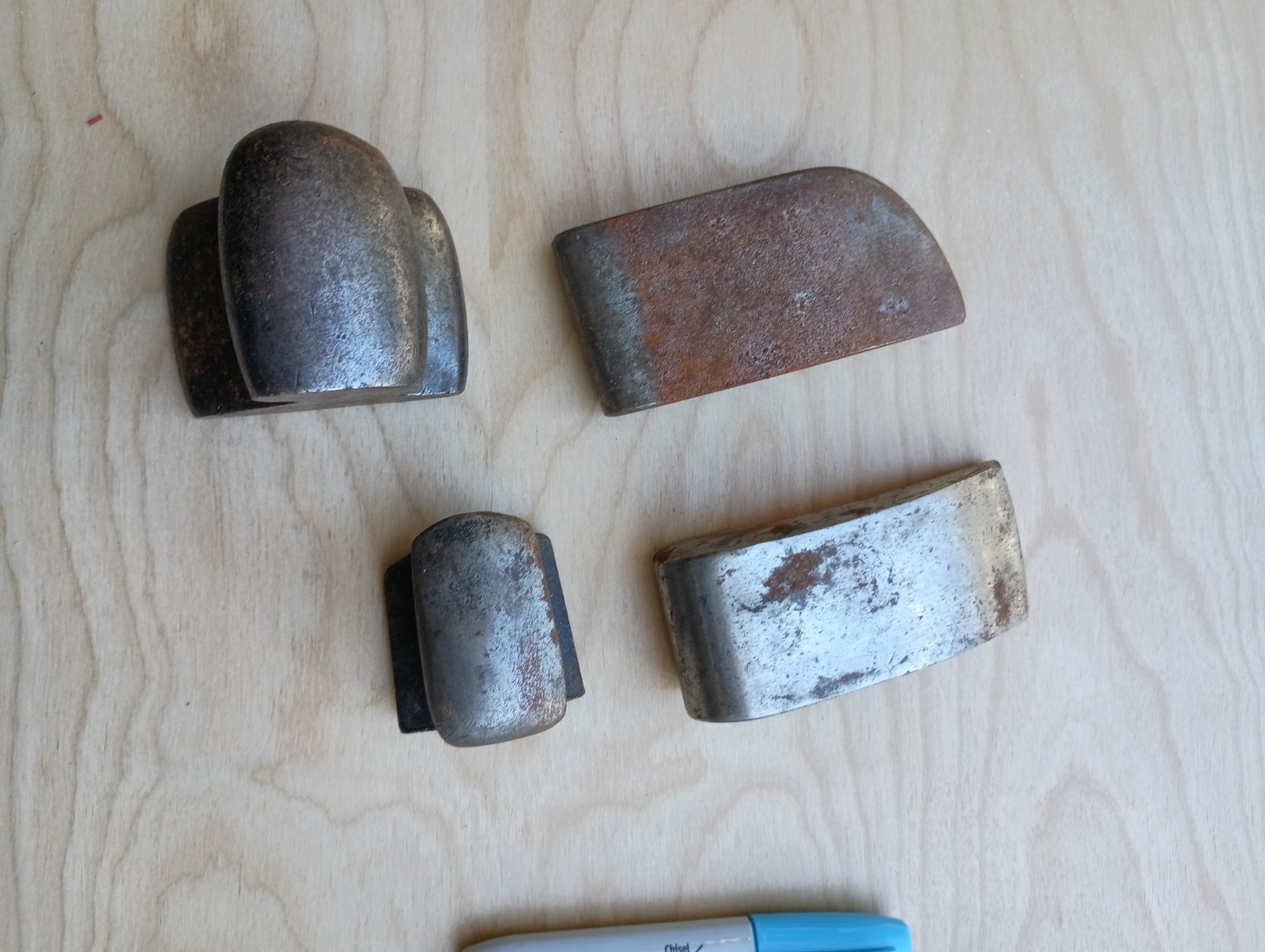 Vintage 4pc Lot Set Auto Body Dollies Hand Tools Dent Removal Sheet Metal Work