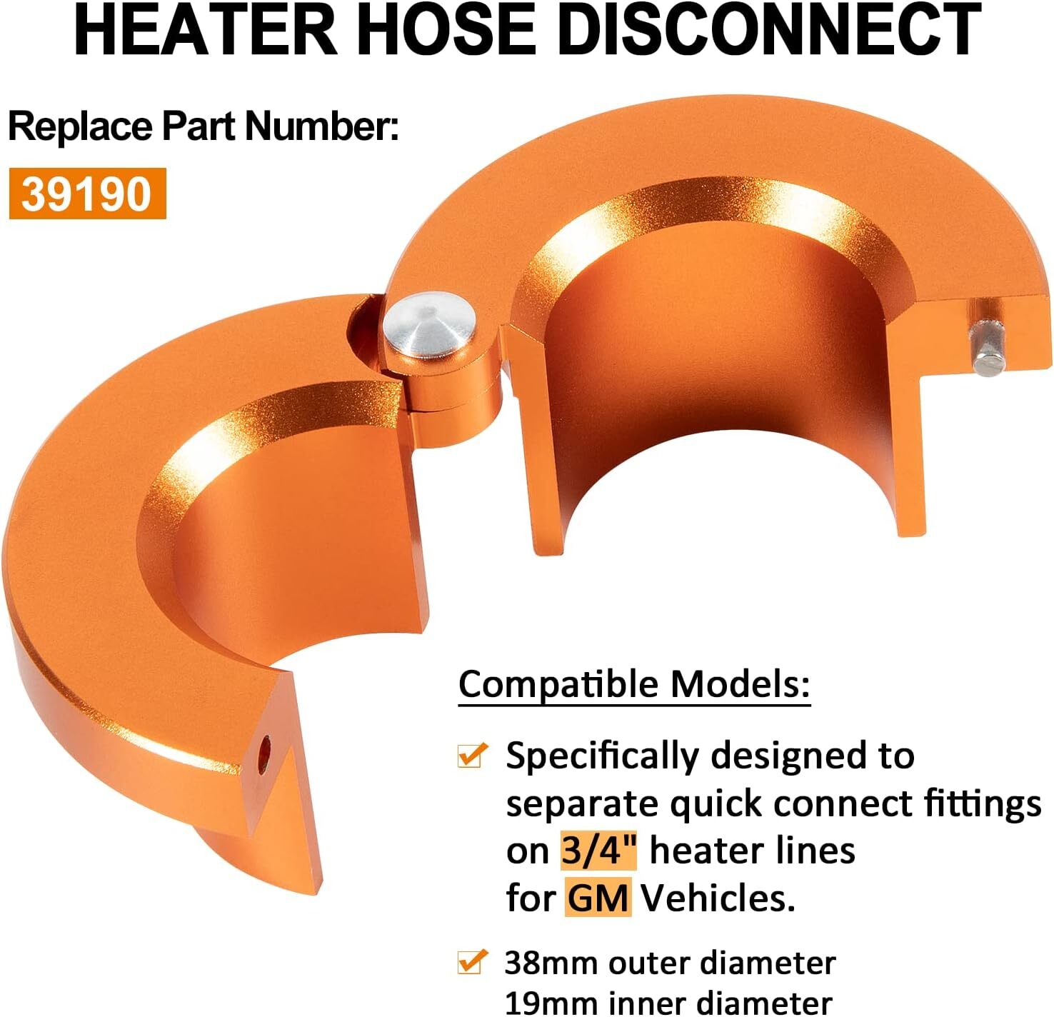 39190 METAL HEATER HOSE DISCONNECT TOOL 3/4» FOR GM