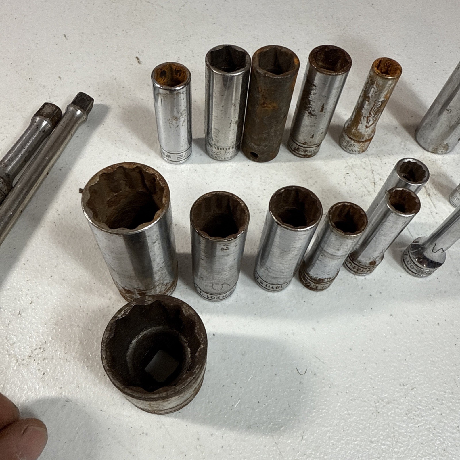 SNAP-ON Socket & Extension (Lot Of 17) 3/8″ Drive Deep SAE Sockets 6 & 12 Pt