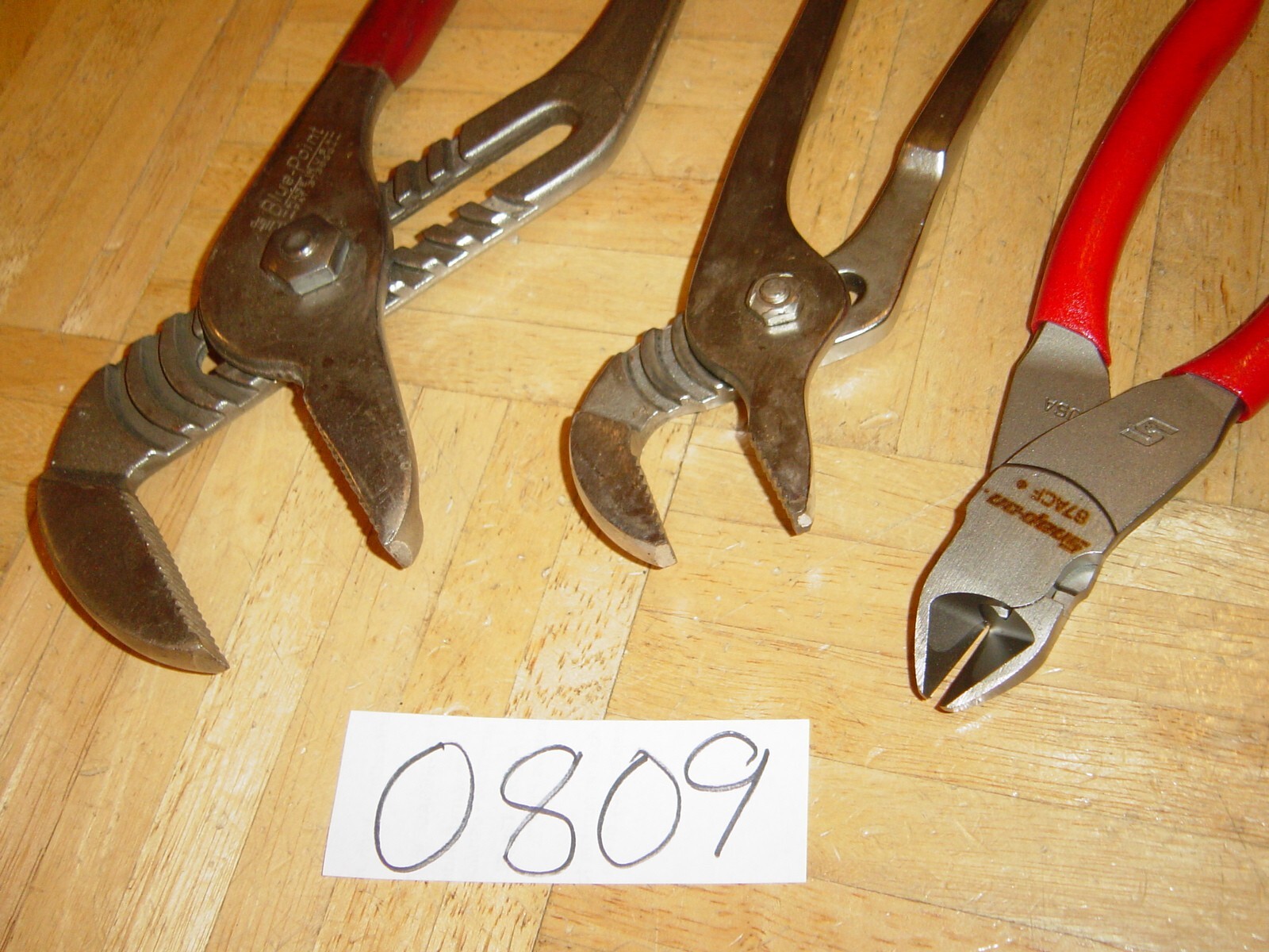 SNAP ON & BLUE-POINT TOOLS 3 PIECE DIAGONAL, 9 & 16 INCH ADJUSTABLE JAW PLIERS