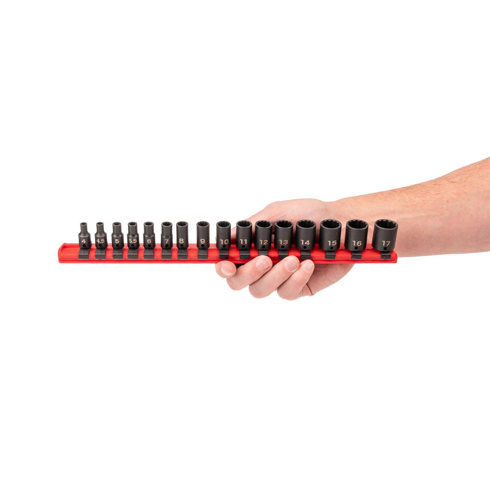 Tekton SID90106 1/4″ Drive 12-Point Impact Socket Set, 16-Piece