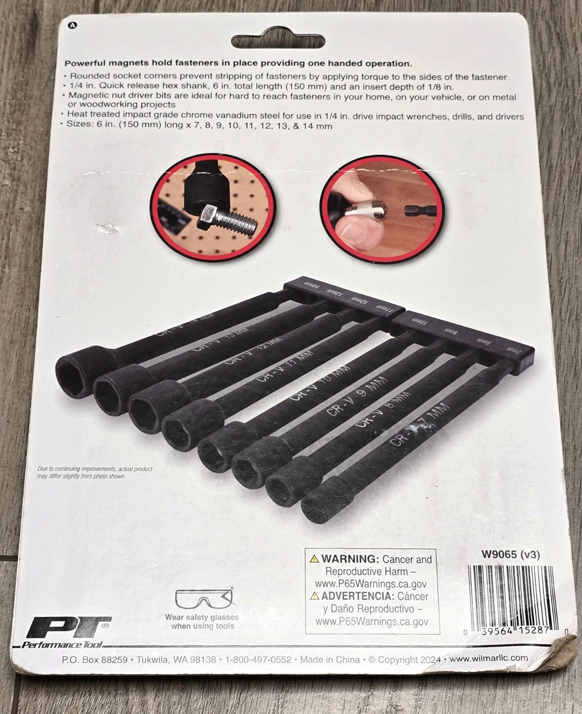 Performance Tool W9065, 8pc 1/4 Hex Metric Magnetic Impact Nut Drivers, 6″ Long.