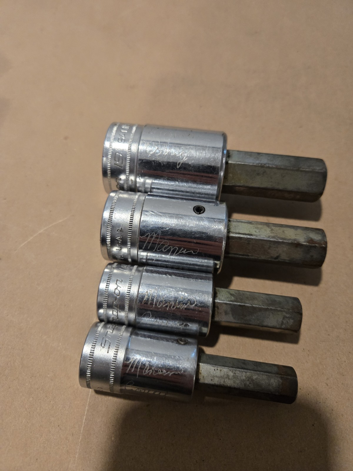 Snap On 1/2 Drive 12MM,14MM,17MM,19MM Metric Hex Bit Driver Sockets USA Lot Of 4