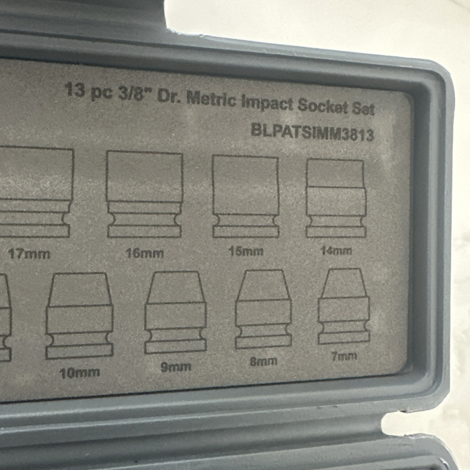 Blue-Point 13 Pc. 3/8″ Drive Metric Shallow 6 Pt. Impact Socket Set W/ Case New