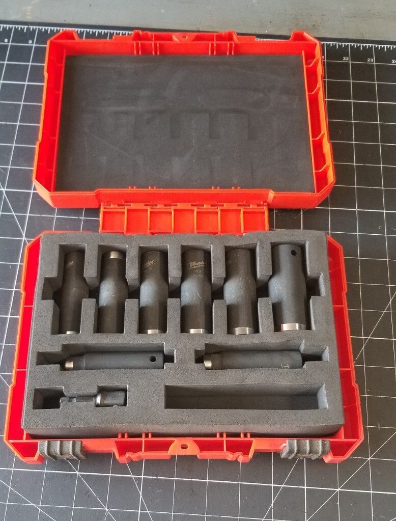 Milwaukee 8Pc Deep Socket Set Cr-M0 1/2″ 7/8″ 3/8″ 3/4″ 5/8″ 9/16″ 11/16″ 7/16″