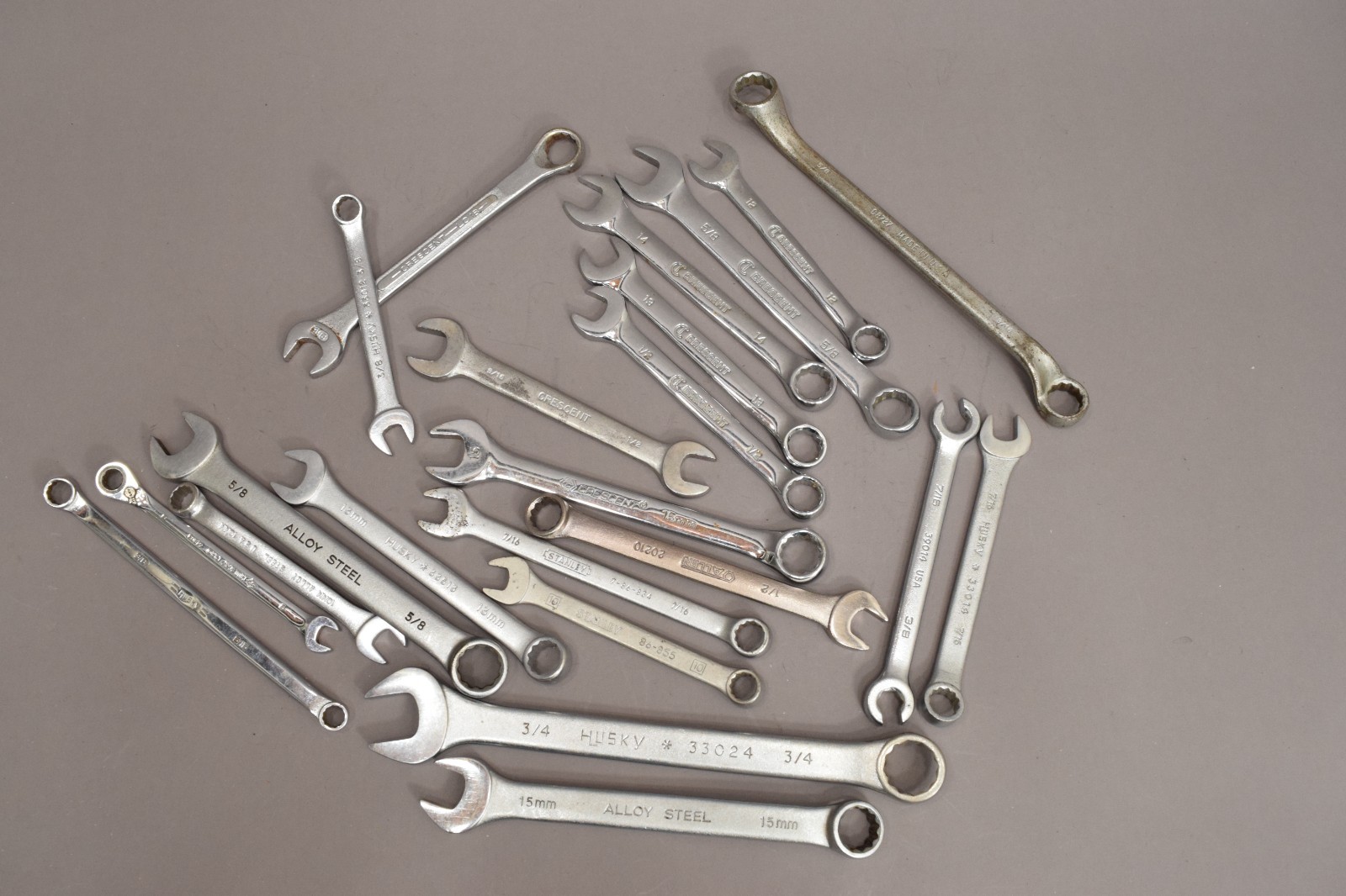 21 piece Mixed Wrench Lot Husky Crescent Stanley SAE Metric Ratcheting USA 5110