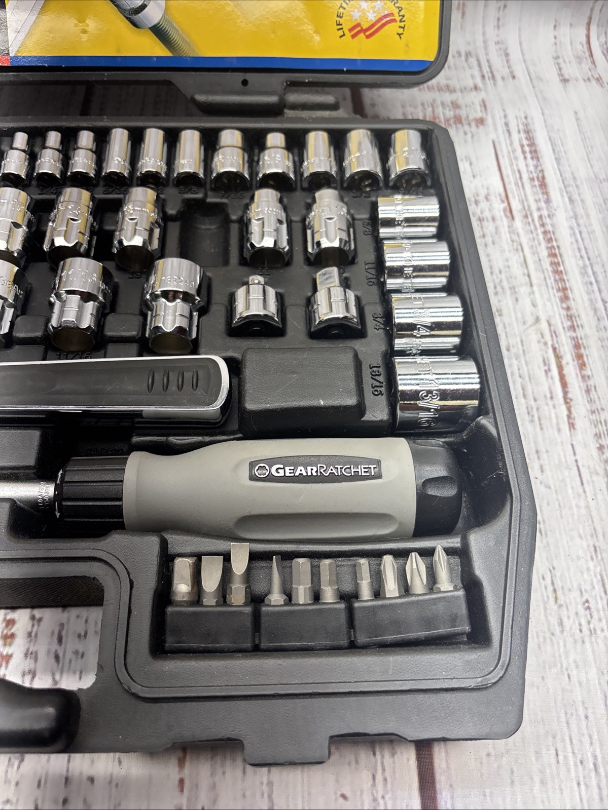 GearRatchet Vortex 60Pc Pass Thru 1/4” & 3/8” SAE Metric Socket