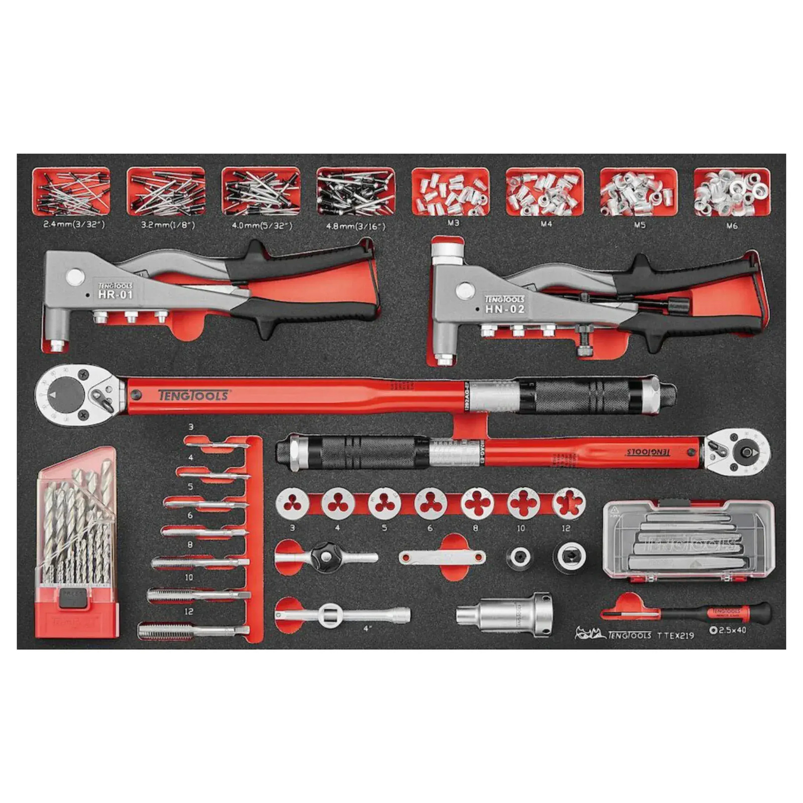 Teng TTEX219 219 Piece Automotive & Maintenance EVA Foam Tool Set