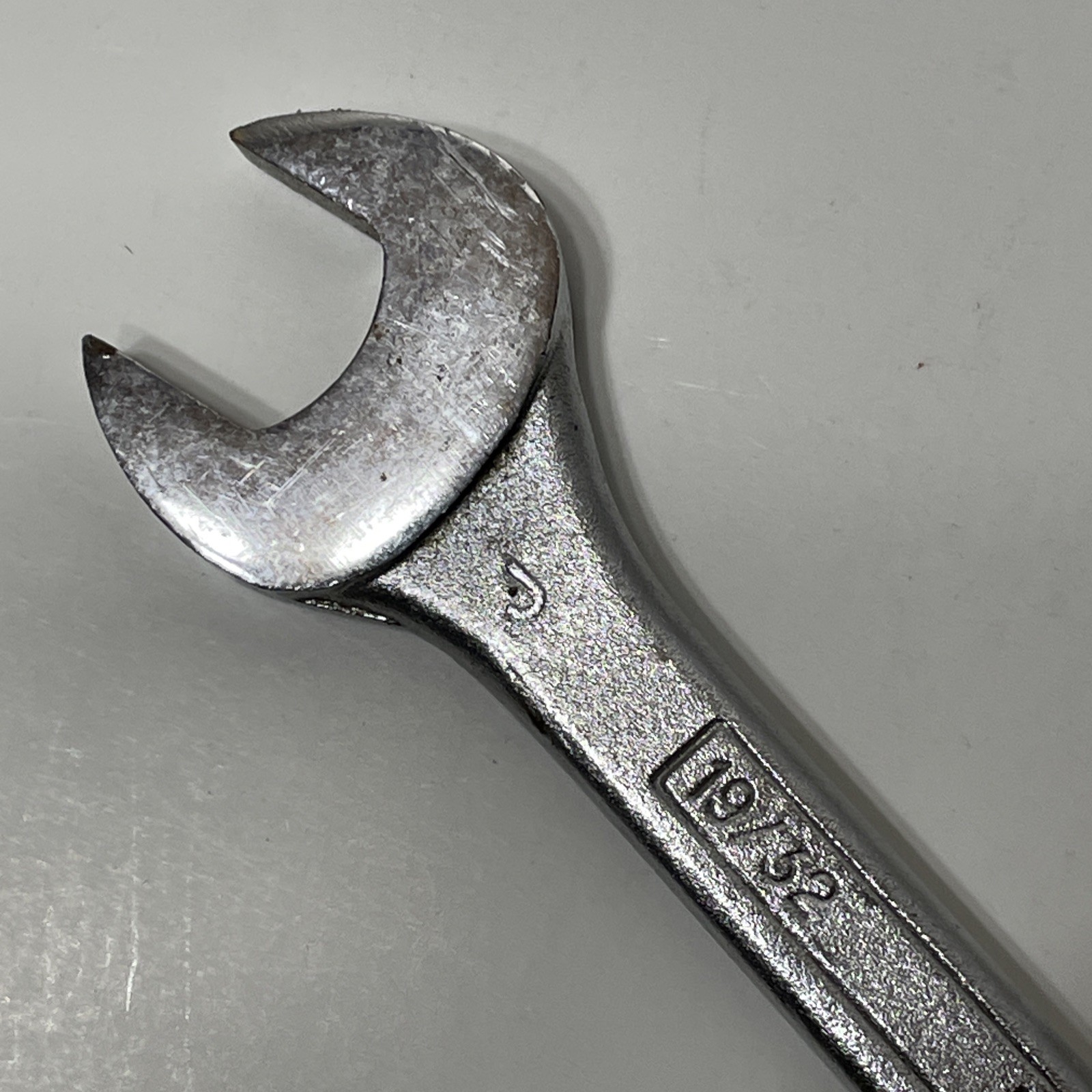 Powr-Kraft 11/16″ x 19/32″ Wrench Double Open End Satin Chrome 12 Point USA VTG