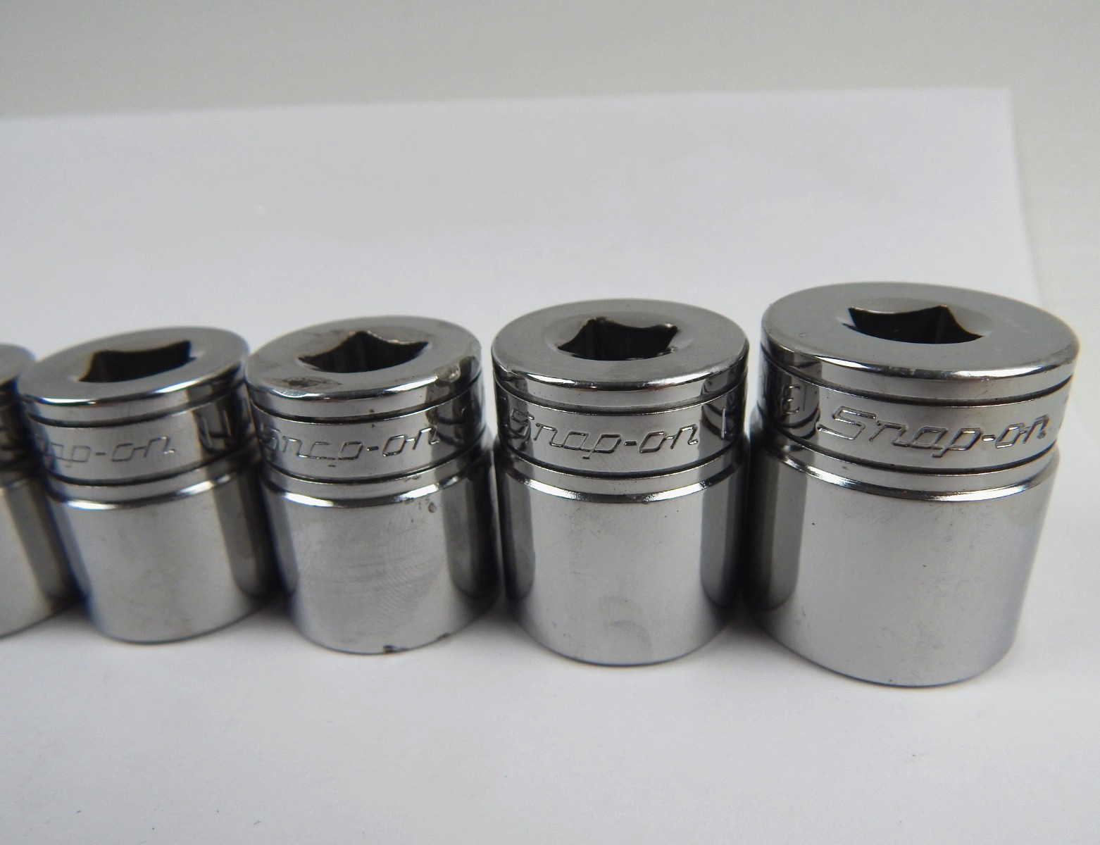 Snap On 3/8» Drive 6pt SAE Shallow Socket Set 11pc FS081-FS281 1/4″-7/8″ w Rail
