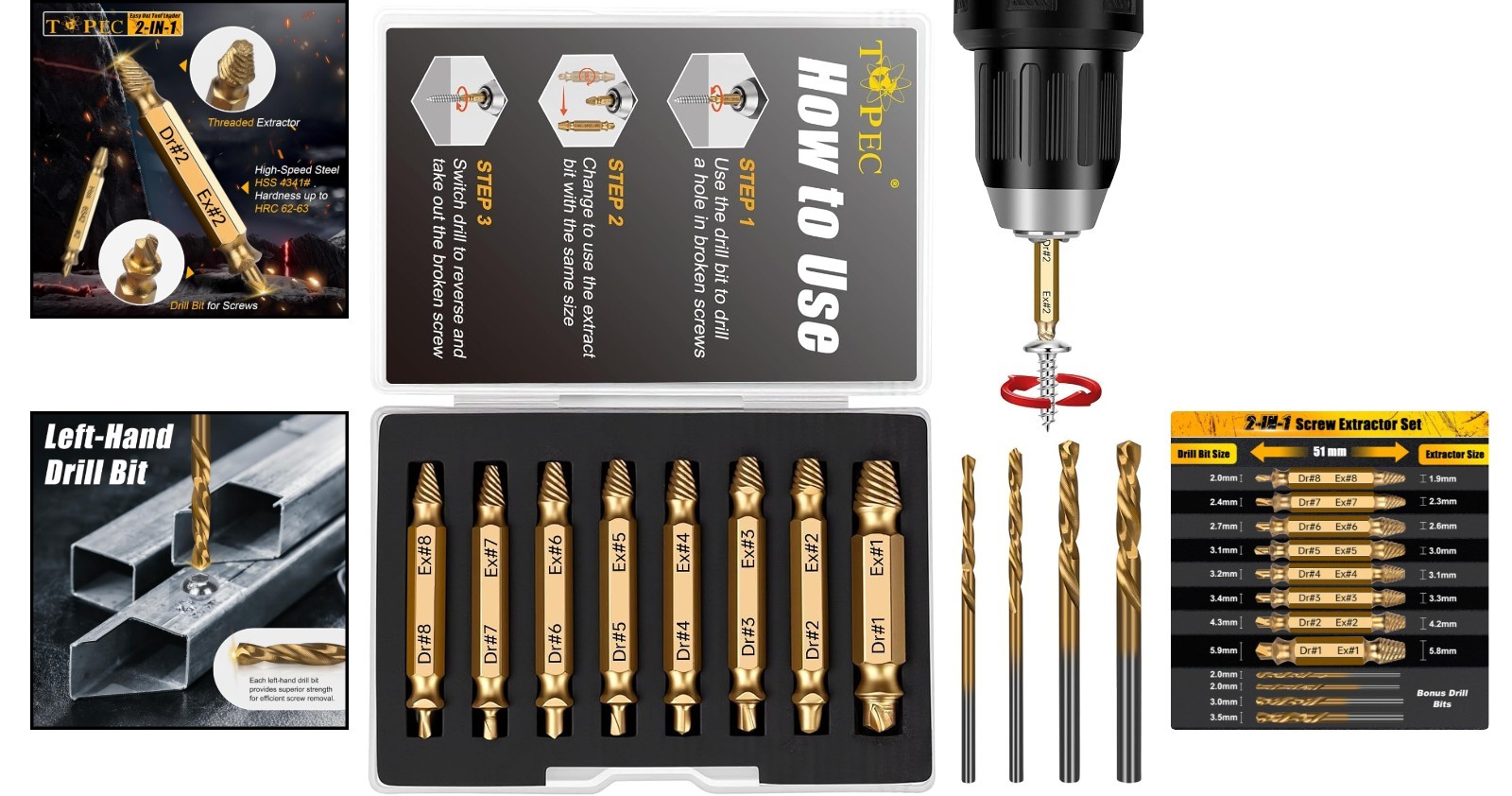 Beginner-Friendly Screw Extractor Set – Easy Out Tools for Rusty & Broken Screws