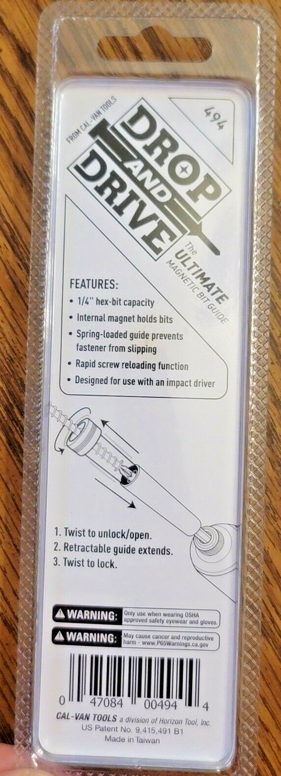 Drop & Drive 1/4″ Hex Bit Driver Tool w/Spring Loaded Screw Holding Sleeve #494