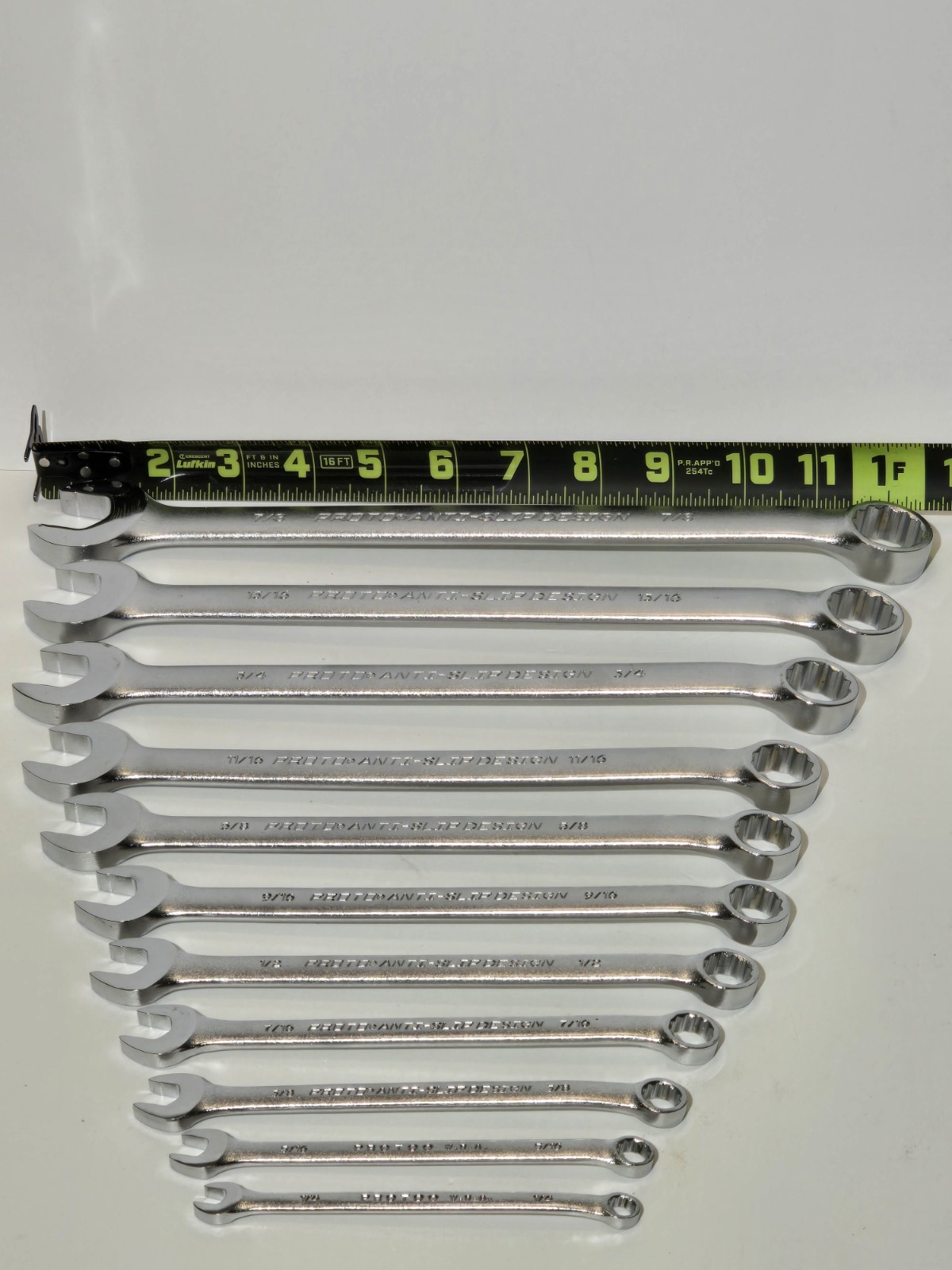 🇺🇸 NEW! PROTO USA ASD Anti-Slip 11 Pc. SAE Satin Chrome Combination Wrench Set