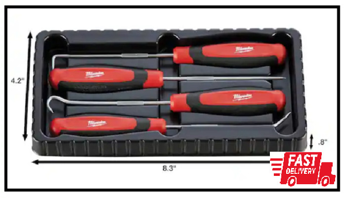 Milwaukee Hook and Pick Set 4 Pack Straight Offset 90 Degree Automotive Tool Kit